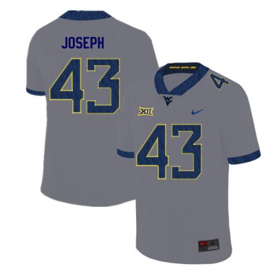 Men's West Virginia Mountaineers NCAA #43 Drew Joseph Gray Authentic Nike 2019 Stitched College Football Jersey TB15B48VN